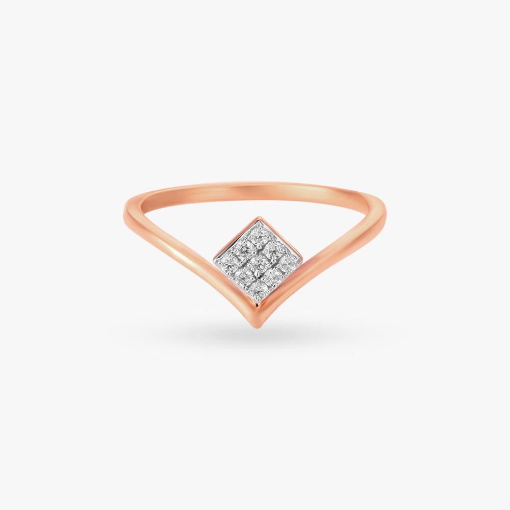Modernist Square Diamond Finger Ring