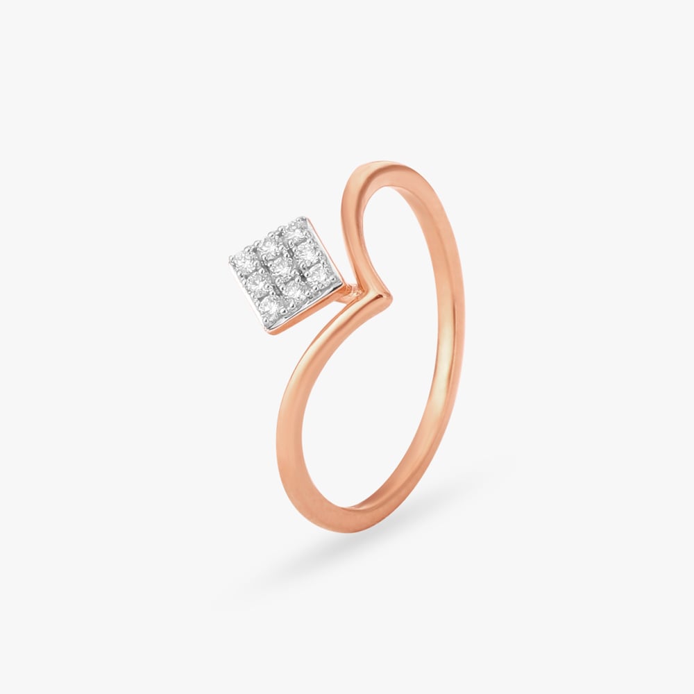 Modernist Square Diamond Finger Ring